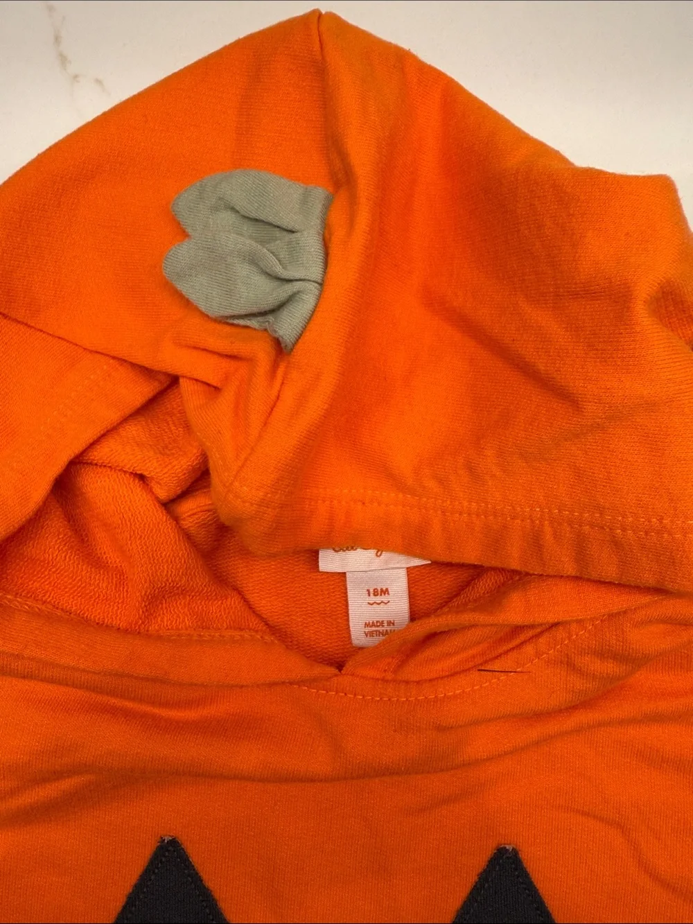 Cat & Jack Orange Pumpkin Jack-O'-Lantern Hooded Romper, 18mo